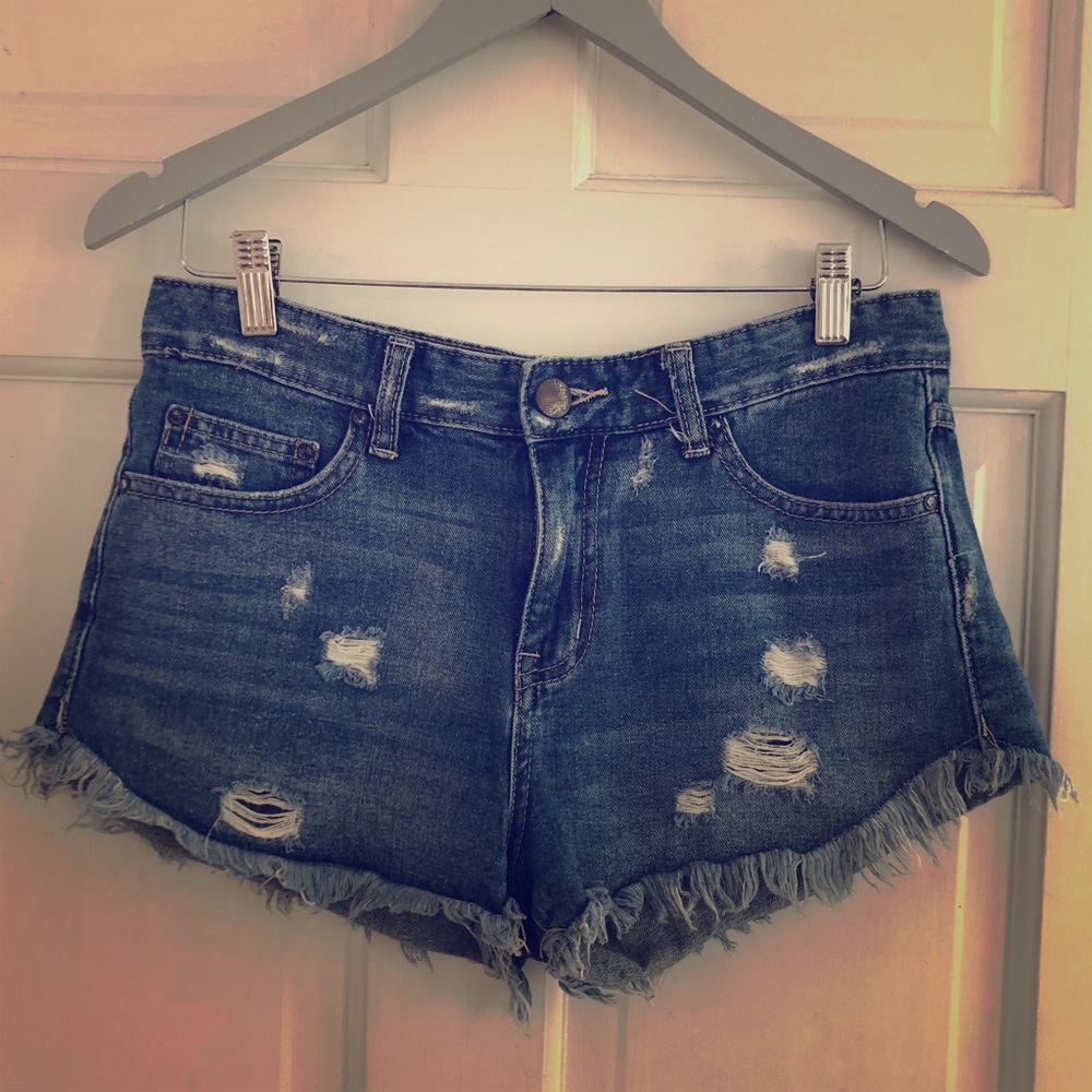 Free People Distressed Jean Shorts